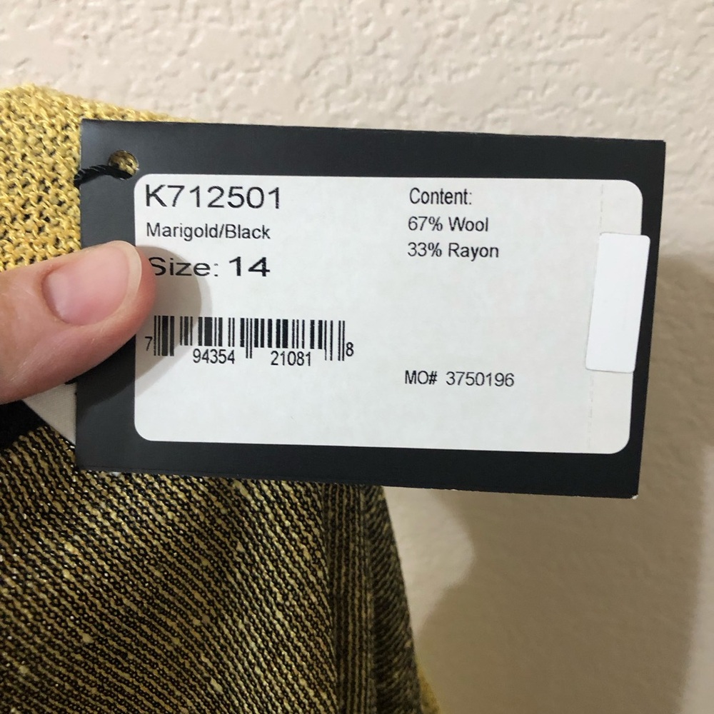 NWT St. John Collection Wool Blend Yellow & Black Textured Pencil Skirt Size 14 - Picture 5 of 6
